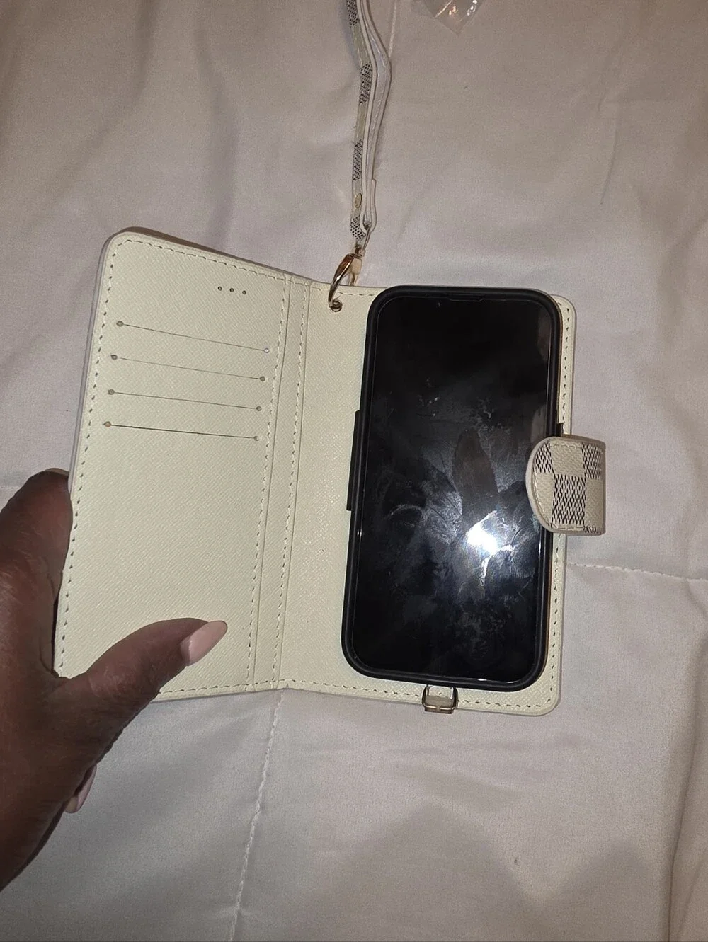Damier Inspired Small Wallet Clutch - White/Gray
